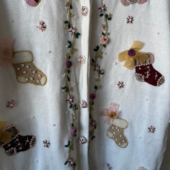 Stunning vintage white christmas cardigan - Picture 4 of 8